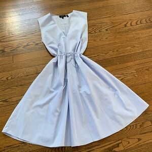 Theory Blue Sleeveless Tie Front Midi Dress